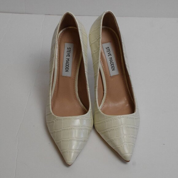 Steve Madden ValaC Crocodile Classy Minimalist Neutral Stiletto Pumps High Heels - Picture 3 of 8